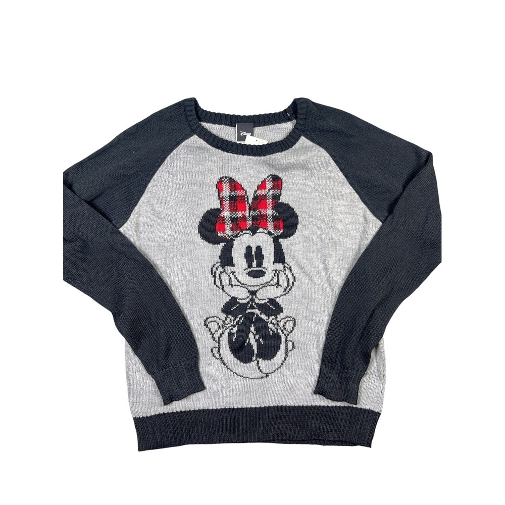 Disney Minnie Mouse Women's Large Black Gray Graphic Pullover Sweatshirt